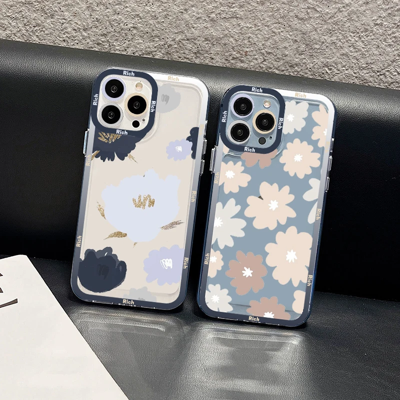

Fresh Sweet Little Flowers Phone Case For IPhone 14 13 12 11 Pro Max Mini X Xs XR 6 7 8 Plus SE 2020 Transparent Case