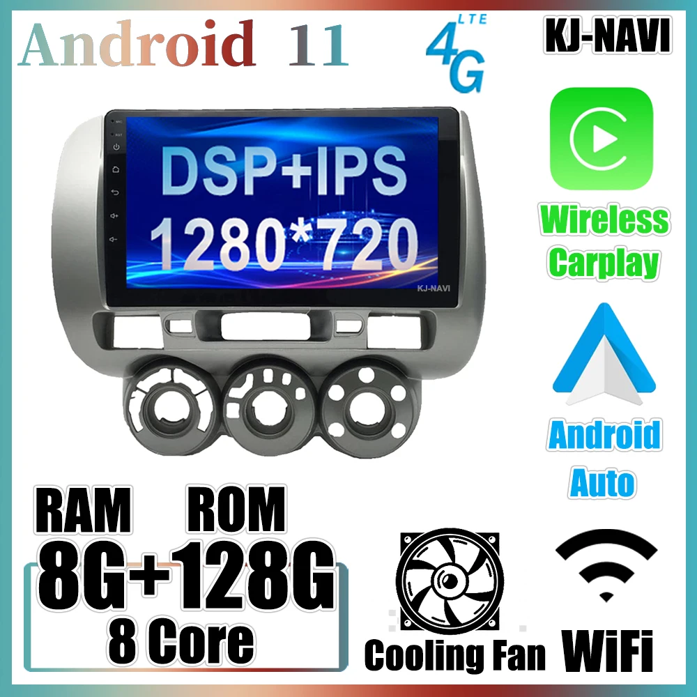 

4G IPS Android 11 For Honda Jazz 1 GD 2001 - 2008 Fit 2001 - 2009 Car Radio Multimedia Video Player Navigation Stereo GPS DSP