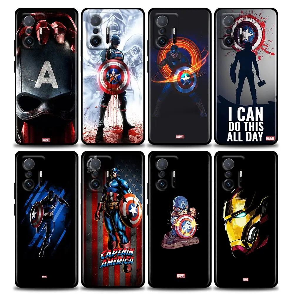 

Phone Case for Xiaomi Mi 12 12X 11i 11 11X 11T Poco X3 NFC M3 Pro F3 GT M4 Case Soft Silicone Cover Marvel Captain America