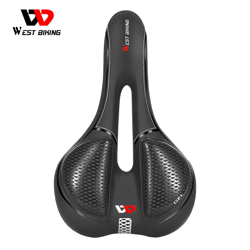 

WEST BIKING Soft Gel MTB Saddle Comfortable Shock Absorption Mountain Bike Saddle Non-Slip PU Leather Silicone Bicycle Seat Men