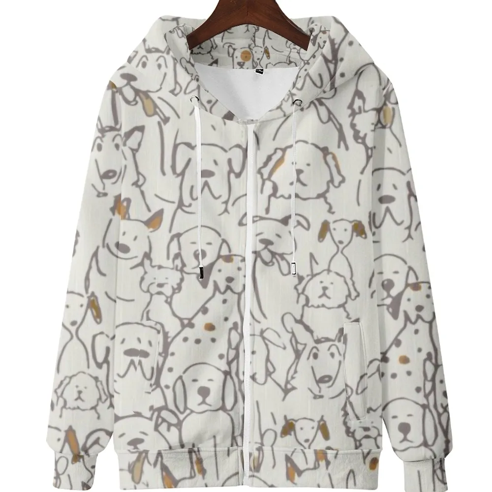 

Cute dog group casual lattice hoodie casual dog pattern men's and women's spring and autumn zipper hoodie