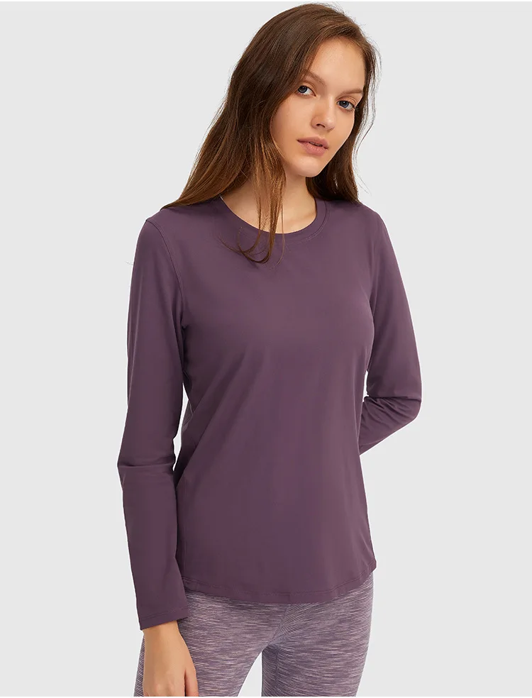 LuluWomen's Long Sleeve Top Gym Shirt Womens Clothing Crop Top Breathable Outdoor Jogging Workout Blouses Sportswear T-shirt