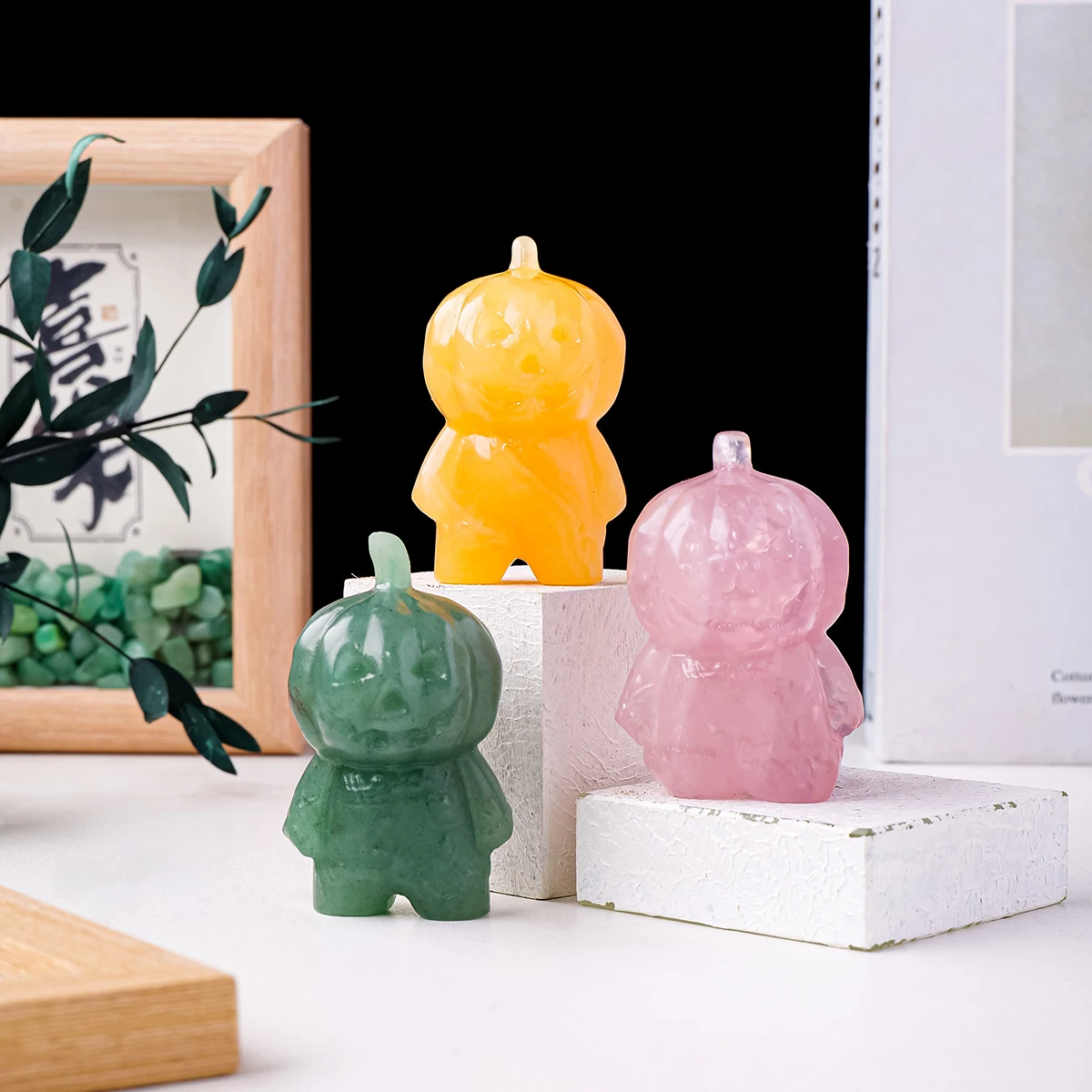 1 шт. натуральная Хрустальная Тыква ручной работы резная Хэллоуин зло тыква в