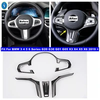 steering wheel decor cover trim for bmw 3 4 5 6 series g20 g30 g01 g05 x3 x4 x5 x6 2019 2022 carbon fiber interior accessories