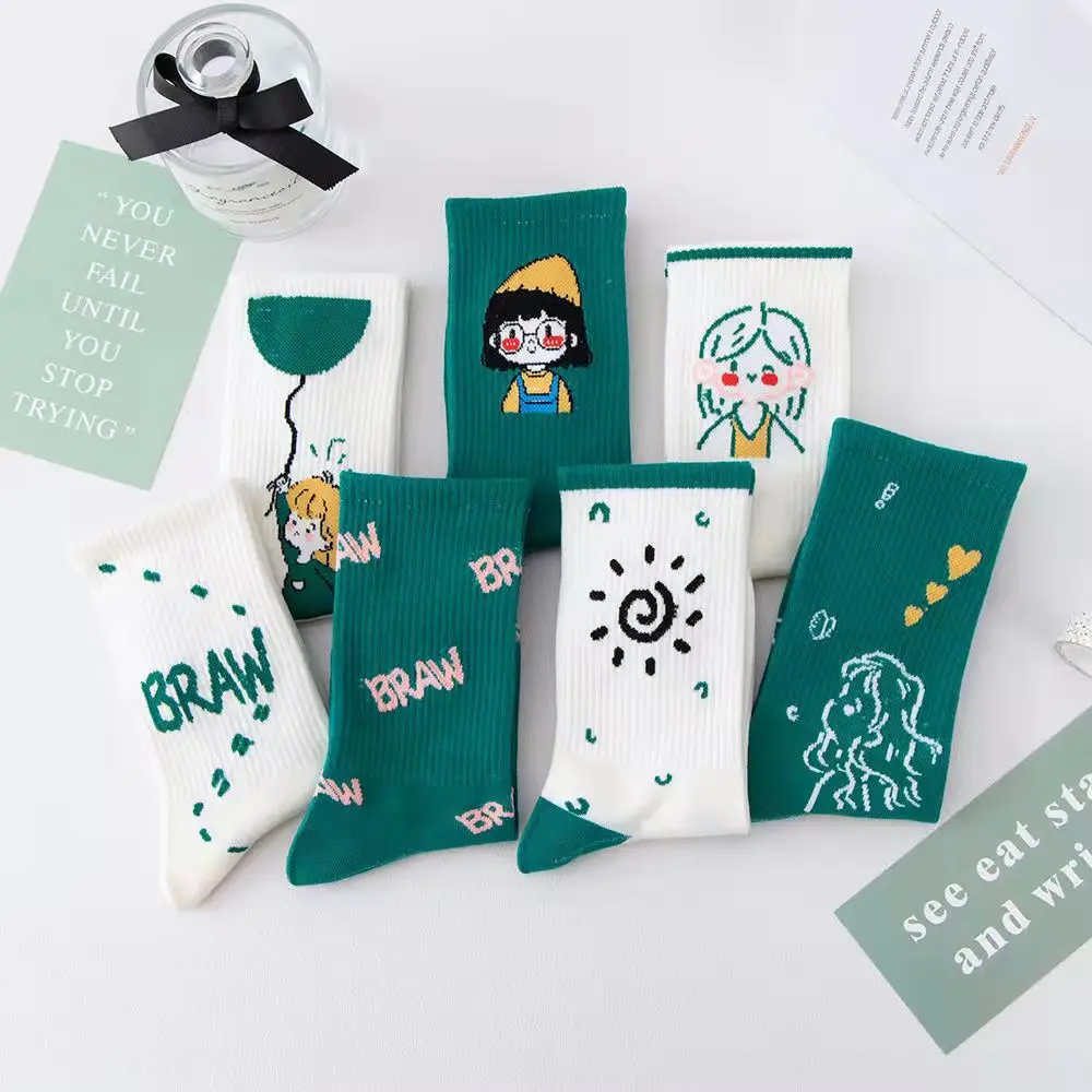 

Носки женские хлопковые с мультяшным принтом, 4 пары