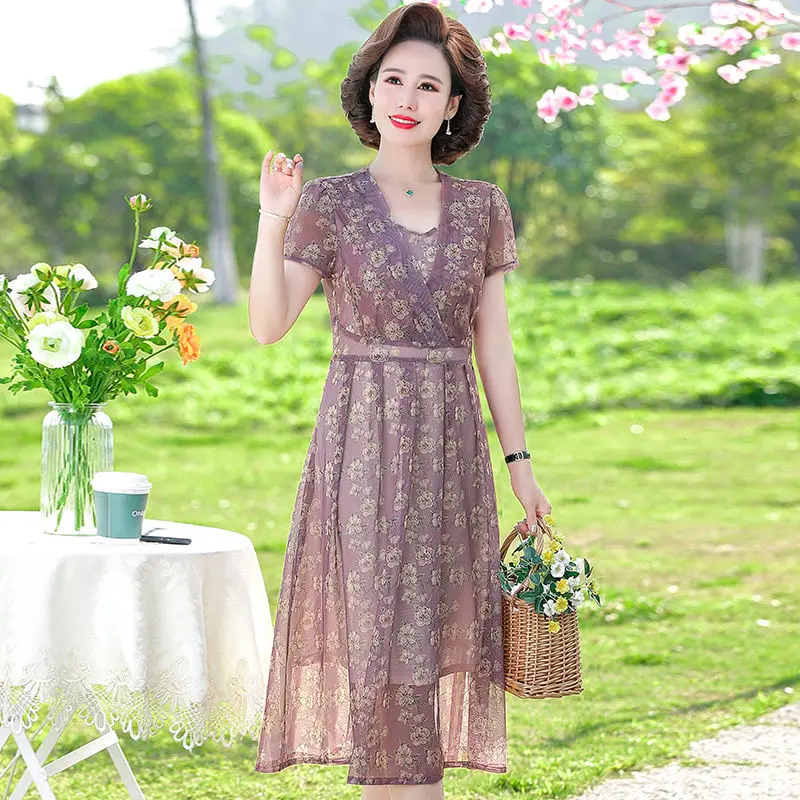 

Casual Boho Beach Dress Woman Clothing V-Neck Party Summer Dress Short Sleeve High Waist Loose Long Dresses Women Vestidos X272
