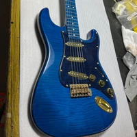 high quality st electric guitar alder body with royal blue paint flamed maple veneer gold hardware