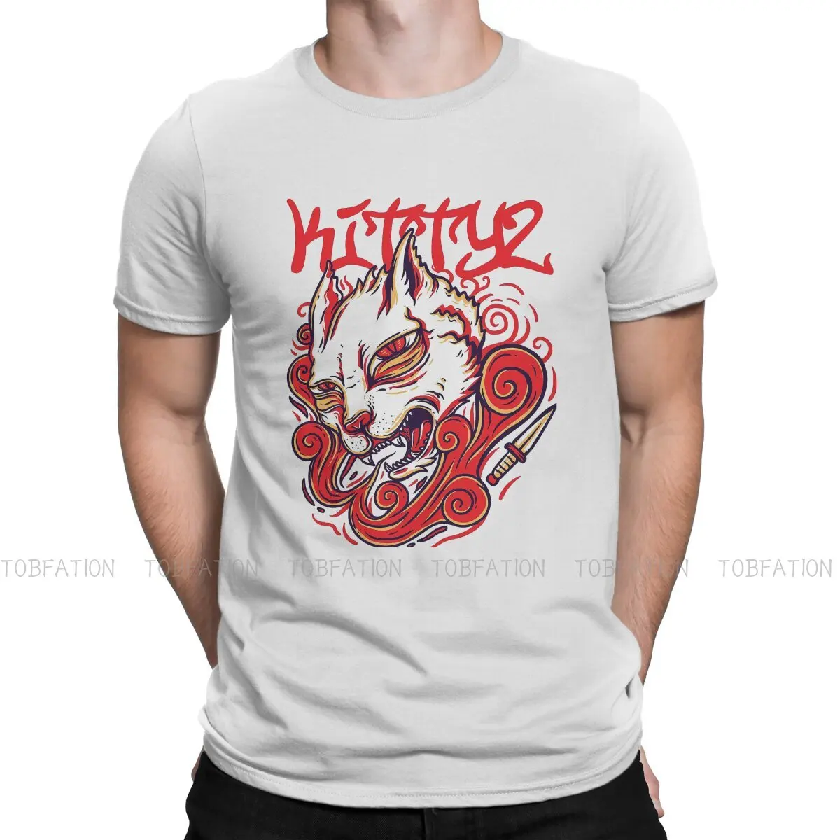 

Повседневная футболка KITTY'S Vengeance, стильная уличная одежда в стиле звездных кошек, Повседневная футболка, Мужская футболка, специальная пода...