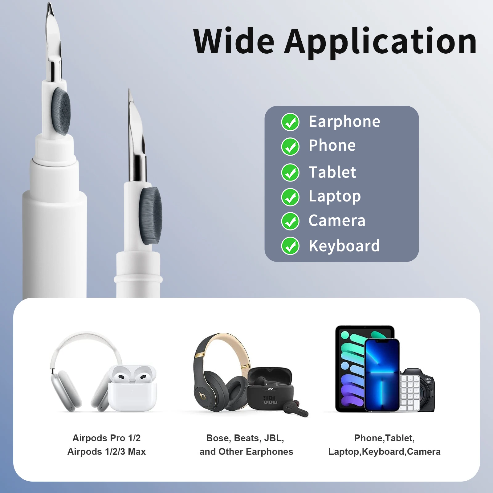 Набор для чистки наушников 3 в 1: ручка-щетка для AirPods Pro 3, 2, 1, чехлов для наушников Xiaomi и iPhone (art.: 3920d9249539e) - 3920d9249539e