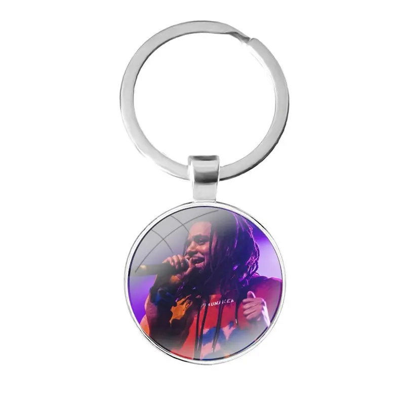 Cartoon Fashion Creative Design glass cabochon keychain Bag Car key chain Ring Holder Charms keychains Gifts J COLE C images - 6