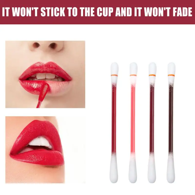 

Cotton Swab Lip Tint Tattoo Lipstick Non-Stick Long-Lasting Portable Female Lipgloss Korean Cosmetics