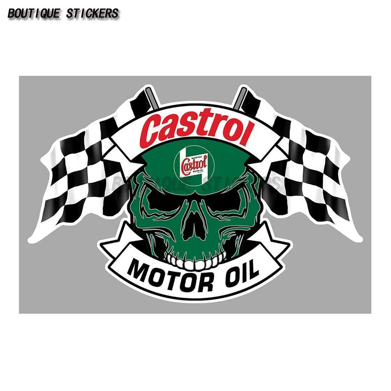 

CASTROL Skull - Flag Sticker Waterproof Vinyl Decal Car Motorcycle Truck Off road Vehicle Decal