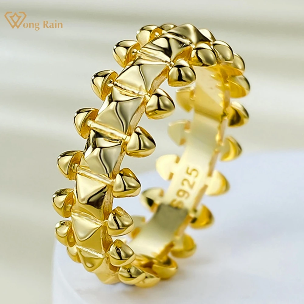 

Wong Rain 18K Gold Plated 925 Sterling Silver Cocktail Ring for Women Anniversary Gifts Ladies Vintage Jewelry Band Wholesale