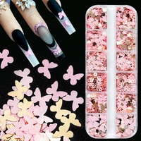 1box pink multi shape nail art charms sequins mixed sizes kawaii rhinestones nail decorations diy nail professional accessories