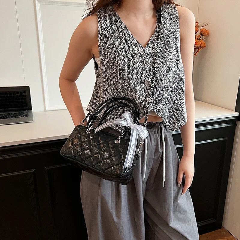 Маленькая серебряная женская сумка на плечо из искусственной кожи с узором через