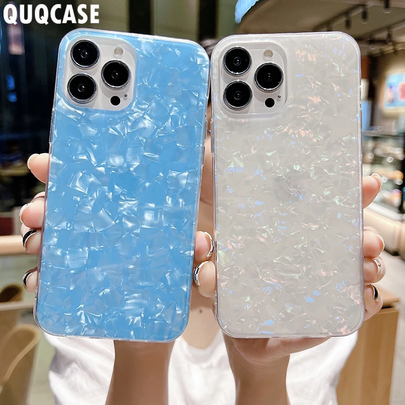 Luxury Dream Shell Glitter Marble Phone Case For iPhone 11 13 14 Pro Max iP 12 Mini XR 7 8 Plus XS X SE 2020 Silicone Hard Cover