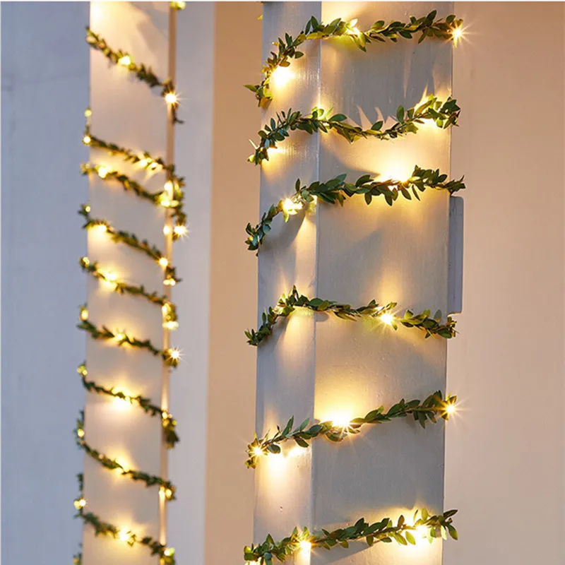 

Flower Leaf Led Lights Artificial Vine Fairy Lights Battery Powered Christmas Tree Garland Light for Weeding Home Decor Navidad