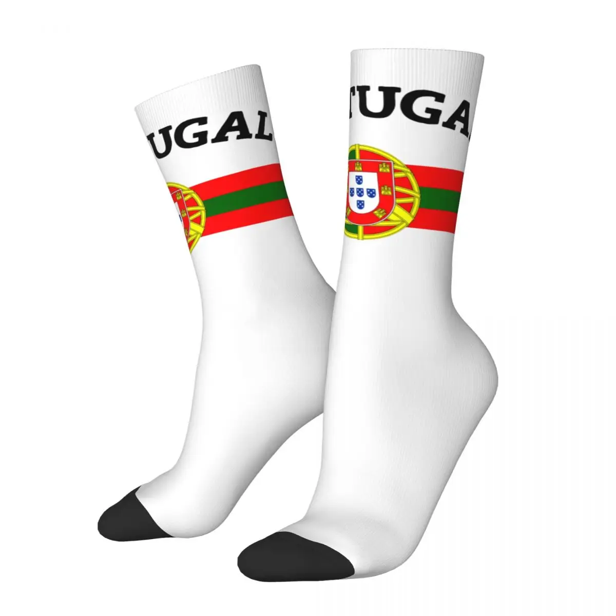 

Harajuku Portugal National Soccer Team Flag Portuguese Shield Crest Basketball Socks Polyester Long Socks for Unisex Non-slip
