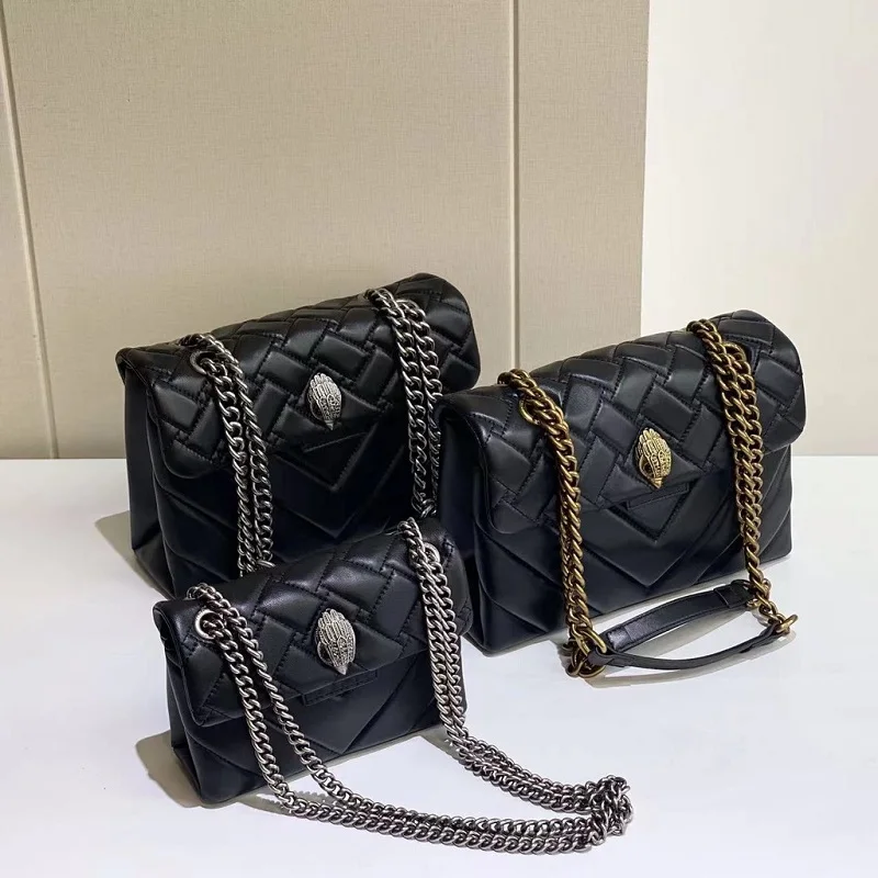 

2023 New Luxury Design Genuine Leather Chain Bag One-shoulder Crossbody Solid Color With Rhombus Pattern Messenger Handbag