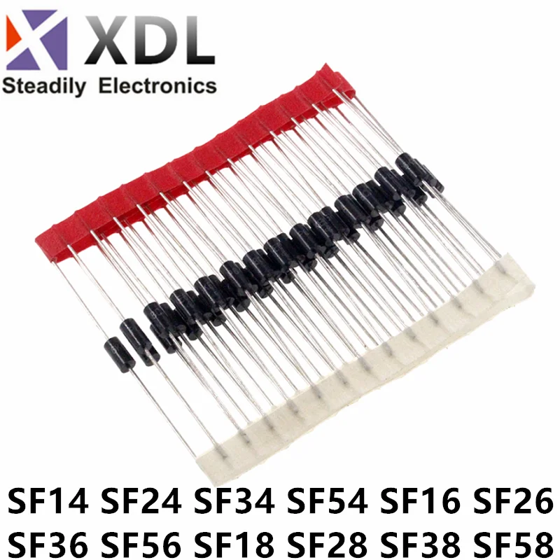 

50pcs SF14 SF24 SF34 SF54 SF16 SF26 SF36 SF56 SF18 SF28 SF38 SF58 DIP super fast recovery diode 400/600V 1A2A3A5A