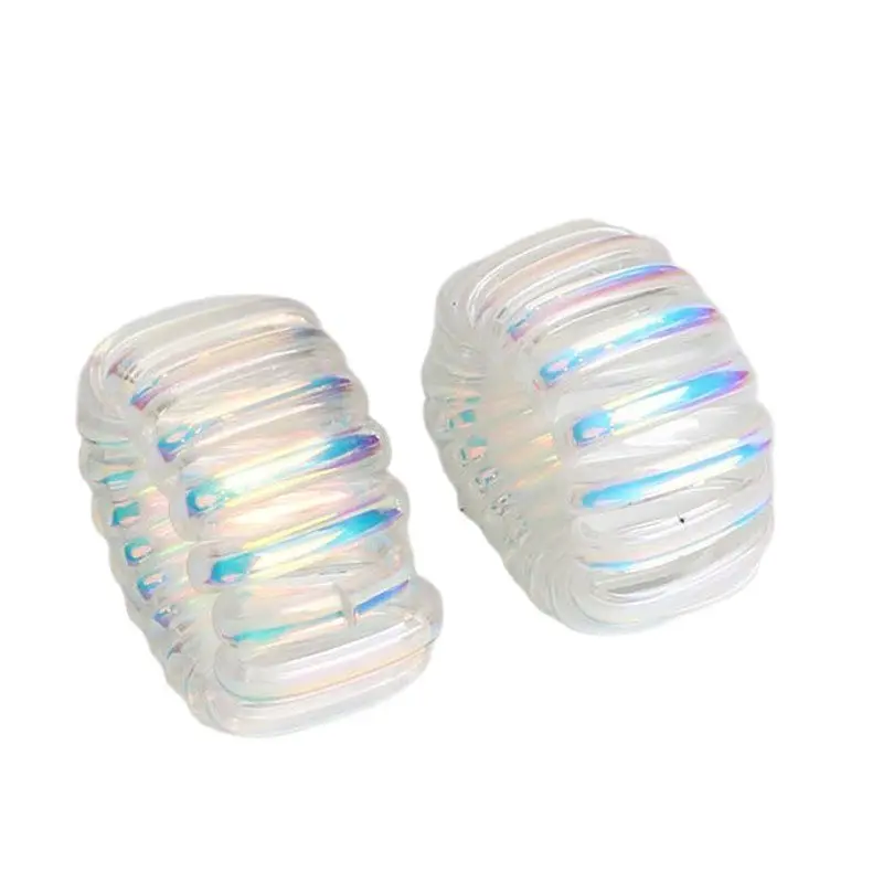 

2Pcs Plus Wide AB Colorful Telephone Wire Elastic Hair Bands For Girls Headwear Holder Rubber Bands Women Accessories