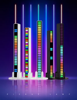 RGB LED Light Bars Music Sound Control Pickup Rhythm Ambient Lamp for Gaming Room Decor Car Desktop Induction Creative Led Pick 4
