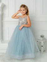 lovely blue flower girl dresses for weddings appliques beaded tulle little girls pageant gowns bow birthday party kids dress