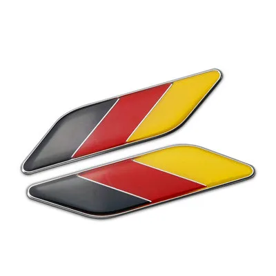 

2Pcs/Pair 3D Metal German Flag Car Body Side Fender Rear Trunk Emblem Badge for VW Audi Bmw Mercedes Benz Cayenne Macan cayman