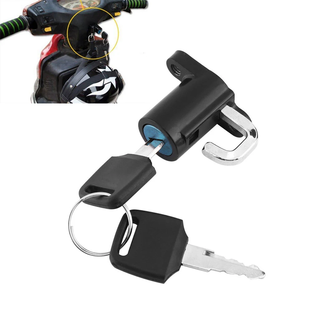 

Motorcycle Helmet Lock Motorbike Bike Helmet Fixed Buckle With Two Keys Hanging Hook Helmet Lock Universal