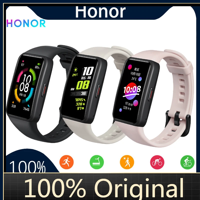 

Honor Band 6 NFC STD Smart Wristband 1st Full Screen 1.47" AMOLED Color Touchscreen Swim Heart Rate Sleep Stress Music