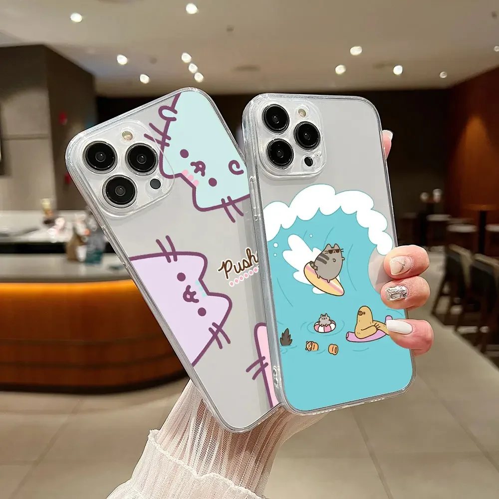 Мультяшный прозрачный чехол Pusheen Кот для Samsung A73 A72 A71 A53 A52 A51 A50 A42 A33 A32 A31 A30 A24 A23 A22 A13