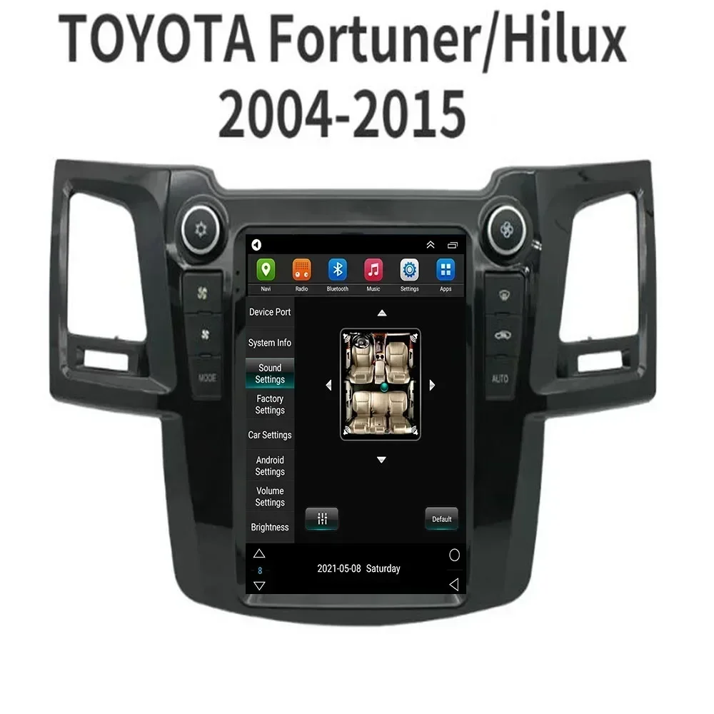 Для Tesla Style 2Din Android13 Автомобильный радиоприемник для TOYOTA FortunerHilux 2004-2015