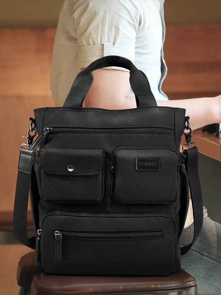 Versatile Business Shoulder Bag Commuter Briefcase Fashion Texture Oxford Cloth Bag Men's For Large Capacity Laptop Bag Handbags