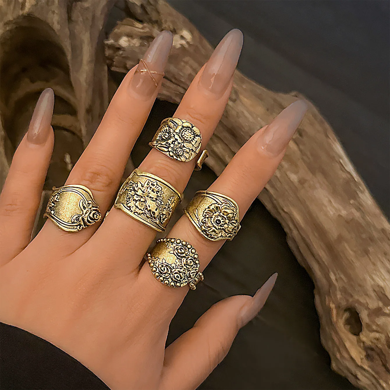 3 шт. женские винтажные открытые кольца в виде цветов