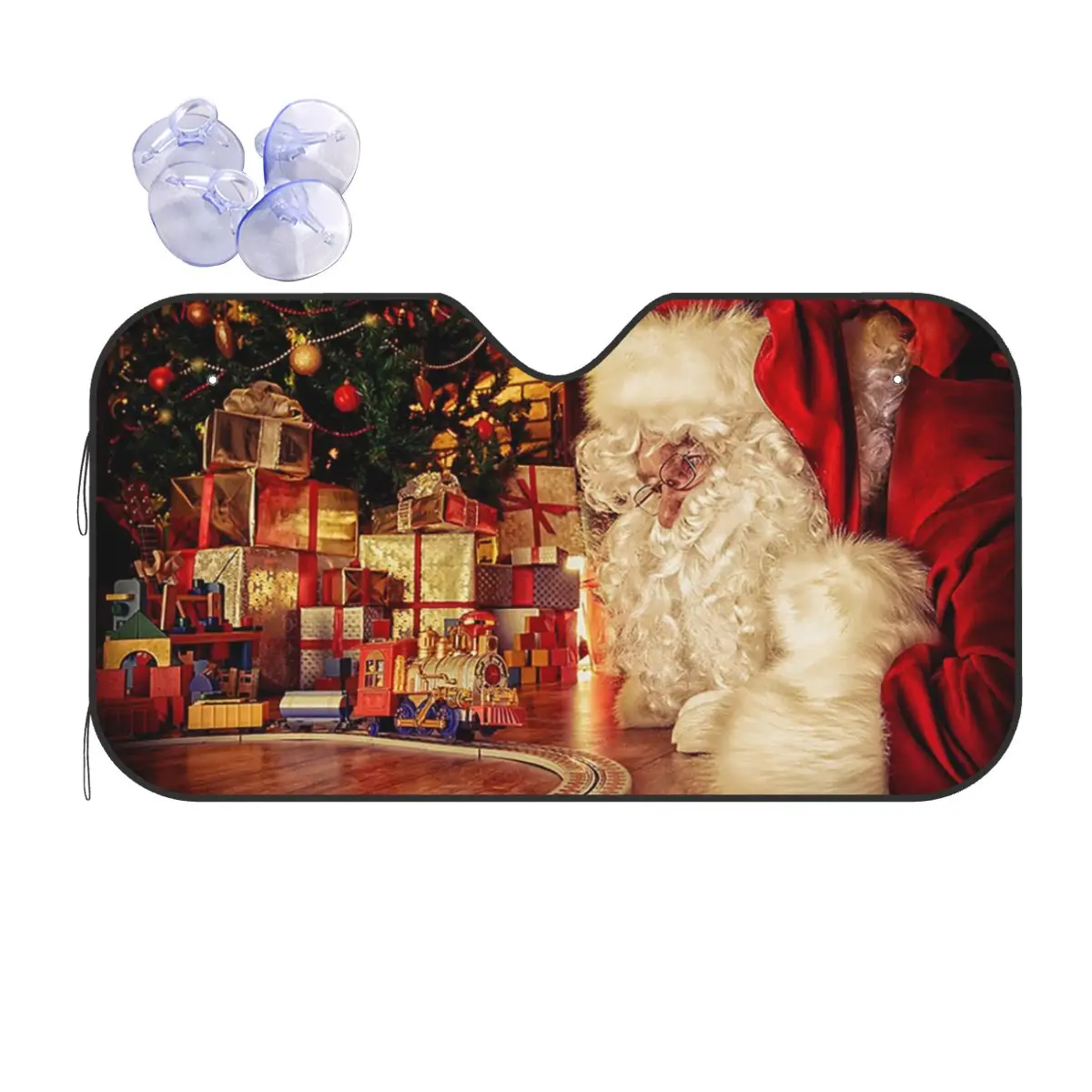 

Santa Claus New Year Foldable Windshield Sunshade 76x140cm Merry Christmas Foils Car Window Windscreen Cover Heat Reflector
