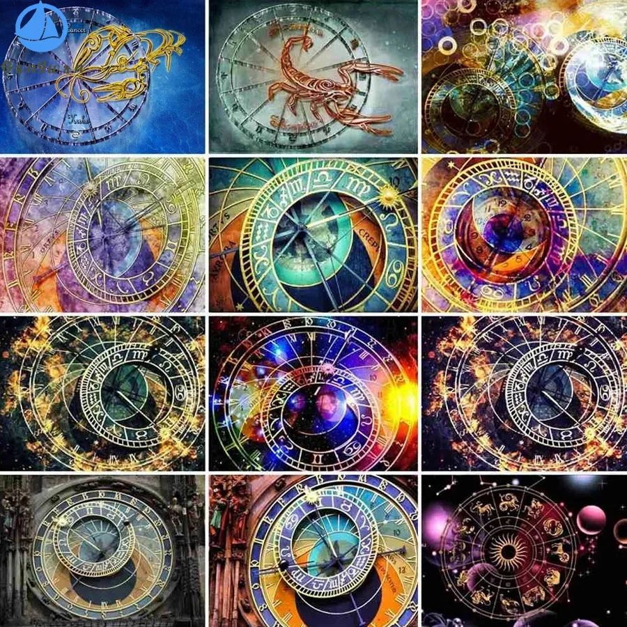 

Clock Scenery DIY Diamond Painting Constellation Cross Stitch Mosaic Full Square Round Diamond Embroidery Sale handmade Decor