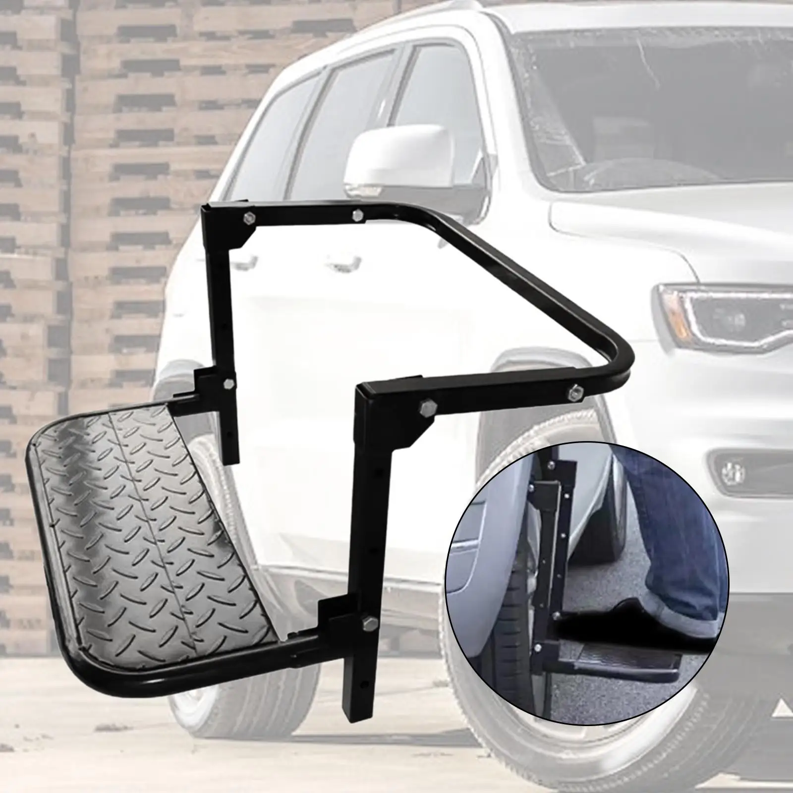 Foldable Tire Wheel Step Pedal Vehicle Heavy Duty Large Load Capacity, Trailer Auto Step, Car Portable Platform Stable Ladder