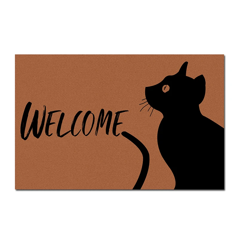 

Indoor Door Mat for Entrance Cat Funny Doormat Welcome Mats for Front Door Non-Slip Entryway Rug Washable Floor Mat Brown