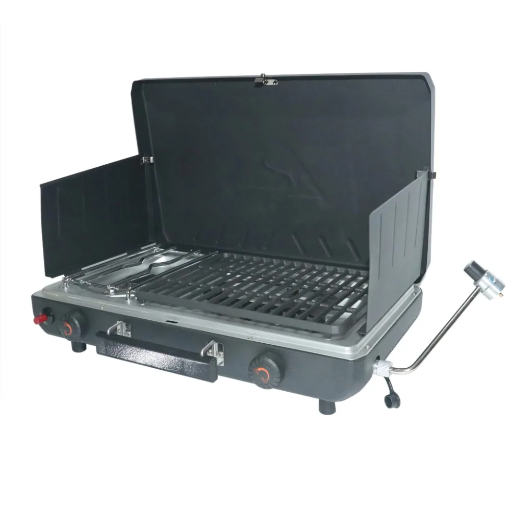 

Propane 2-in-1 Portable 2 Burner Grill Camp Stove