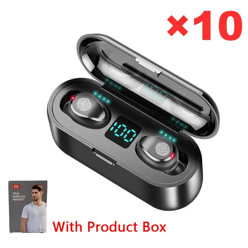 

Original Tws F9 Wholesale Earphone Bluetooth Wireless Headphone 10pcs Lot Sale Headset Gamer With Mic Sport Earbud Handfree Hifi