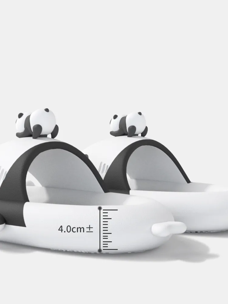 Cartoon Panda Shark Couple Slippers For Men And Women Summer Indoor 4CM Thick Sole Antibacterial Antiskid Soft Sole Slipper