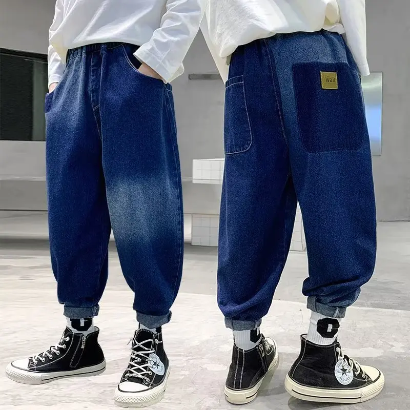 

Children's Boy's Clothing Jeans For Kids Boys Pants Trousers Big Child 10 12 Years From Baggy Summer Clothes Teenager Pants