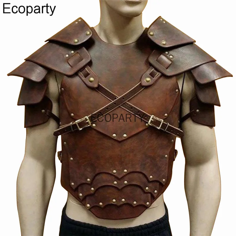 

Men Medieval Vintage Breastplate Pauldrons Steampunk Shoulder Armour Larp Battle Viking Samurai Warrior Knight Harness Leather30