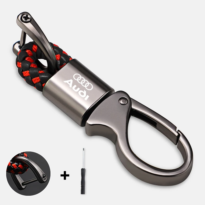 

Автомобильный брелок из цинкового сплава, плетеный веревочный брелок с эмблемой, брелок для ключей для Audi Quattro Sline A3 A4 A6 A5 Q5 A1 Q7 Q3 Q2 Q8 A7 A8 TT S1