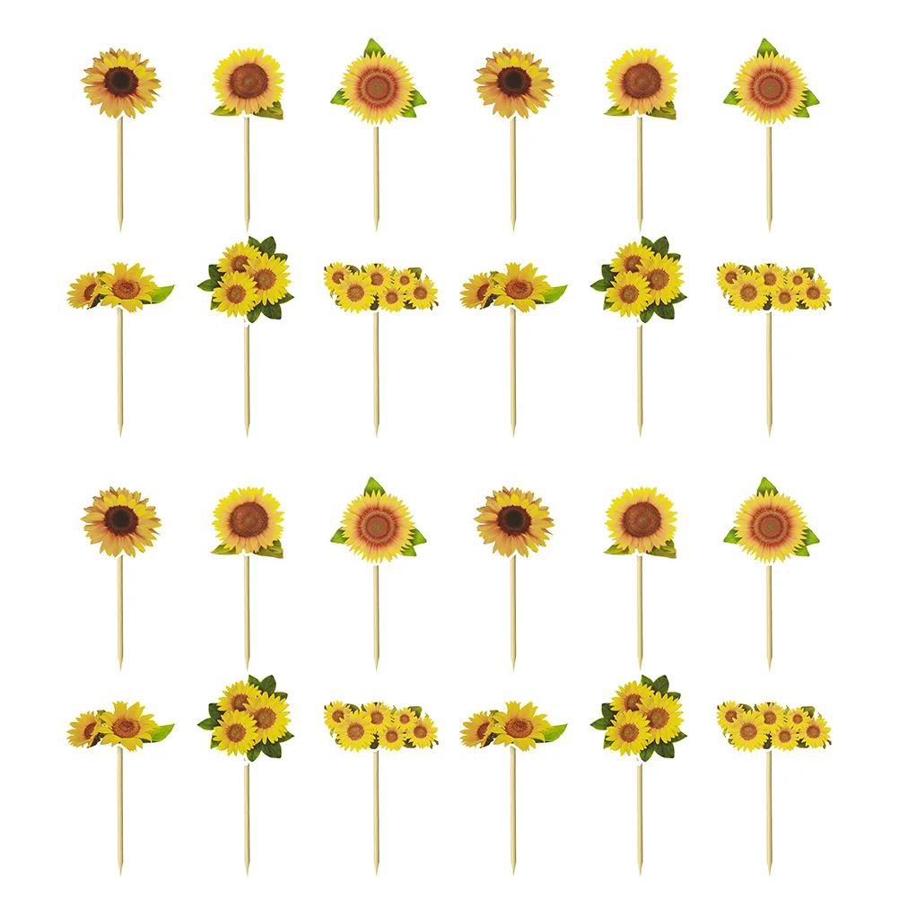 

Topper Cake Picks Cupcake Sunflower Birthday Party Fruit Flower Decorations Dessert Glitter Toothpicks Toppers Salad Cocktail