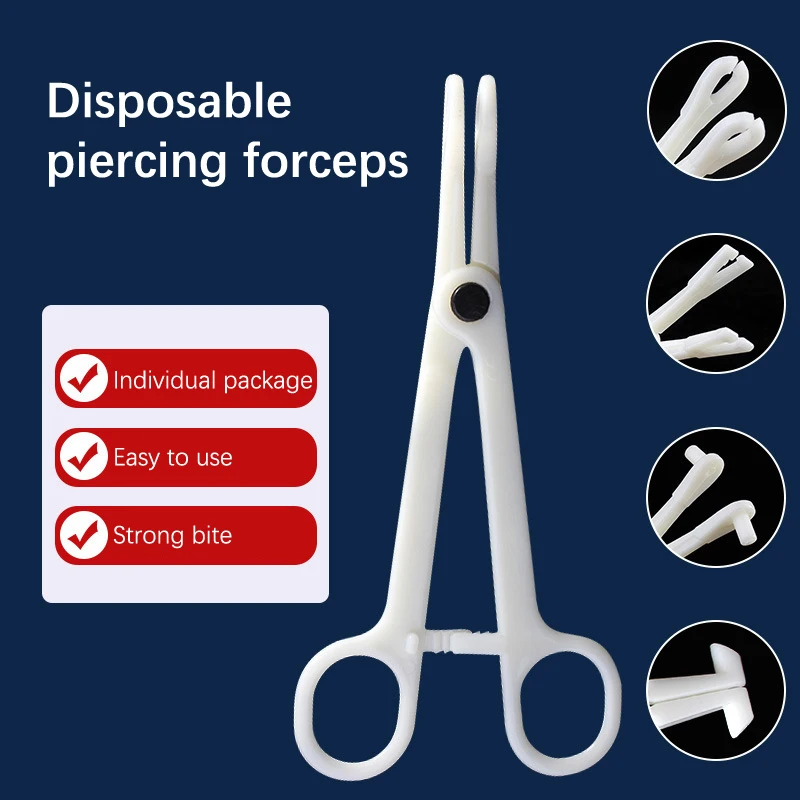 

1PC Disposable Sterile Slotted Round Navel Forceps Clamp Triangle Open Plier Ear Nose Piercing Tools Tattoo Piercing Supply