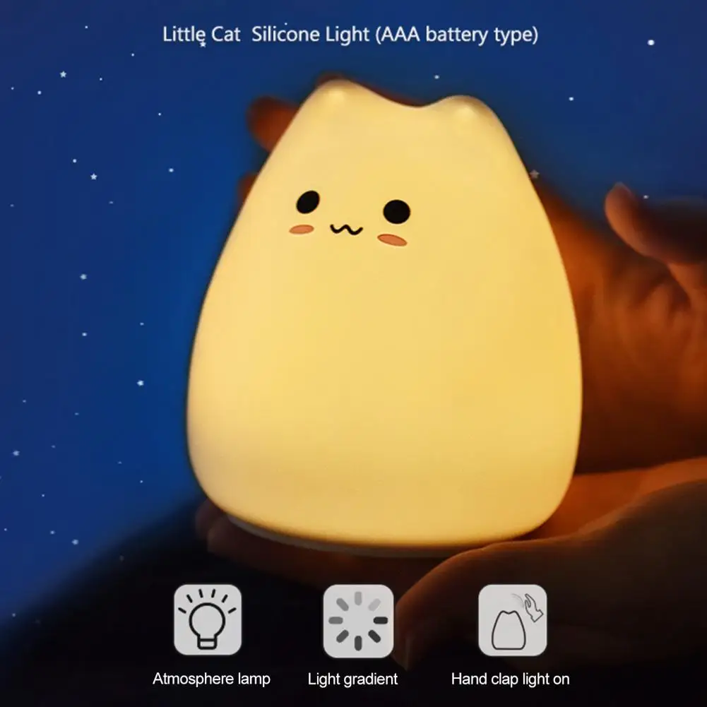 

Практичная светодиодный ная лампа 4,5 в, прикроватная лампа, восхитительный внешний вид, ночная мини-лампа с мультяшным котом, атмосферсветильник освещение