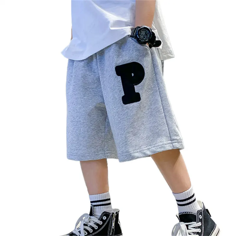 

Children's Shorts Cotton Summer Football Shorts For Teenage Boys Short Sports Pants Letter Pattern Loose Knee Length Sweatpants