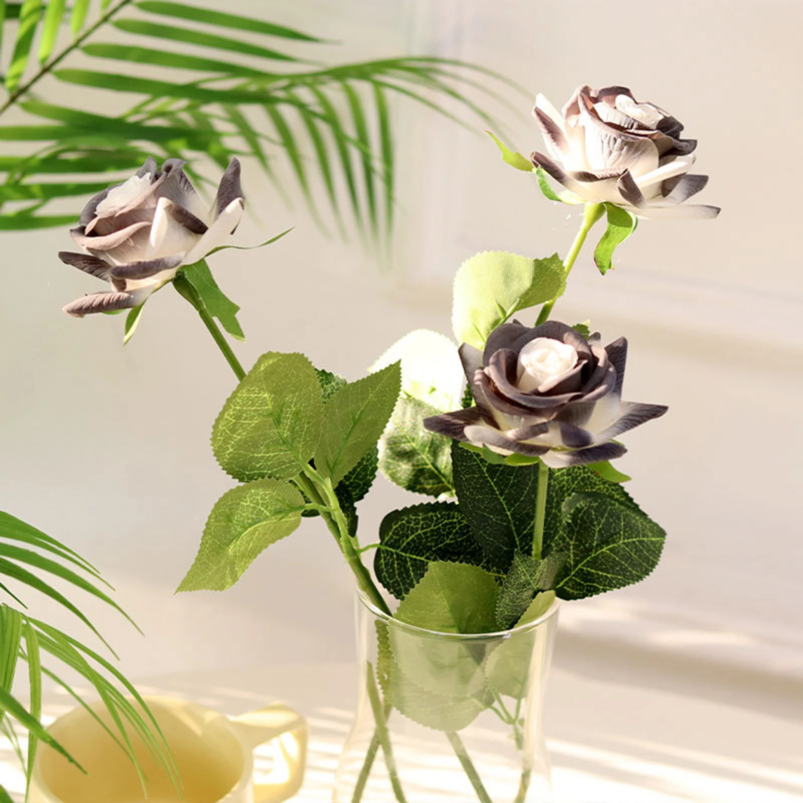 

Шелковая Черная роза, искусственный цветок, белая головка, букет для дома, гостиной, свадебное, Рождественское украшение, Новогоднее украше...