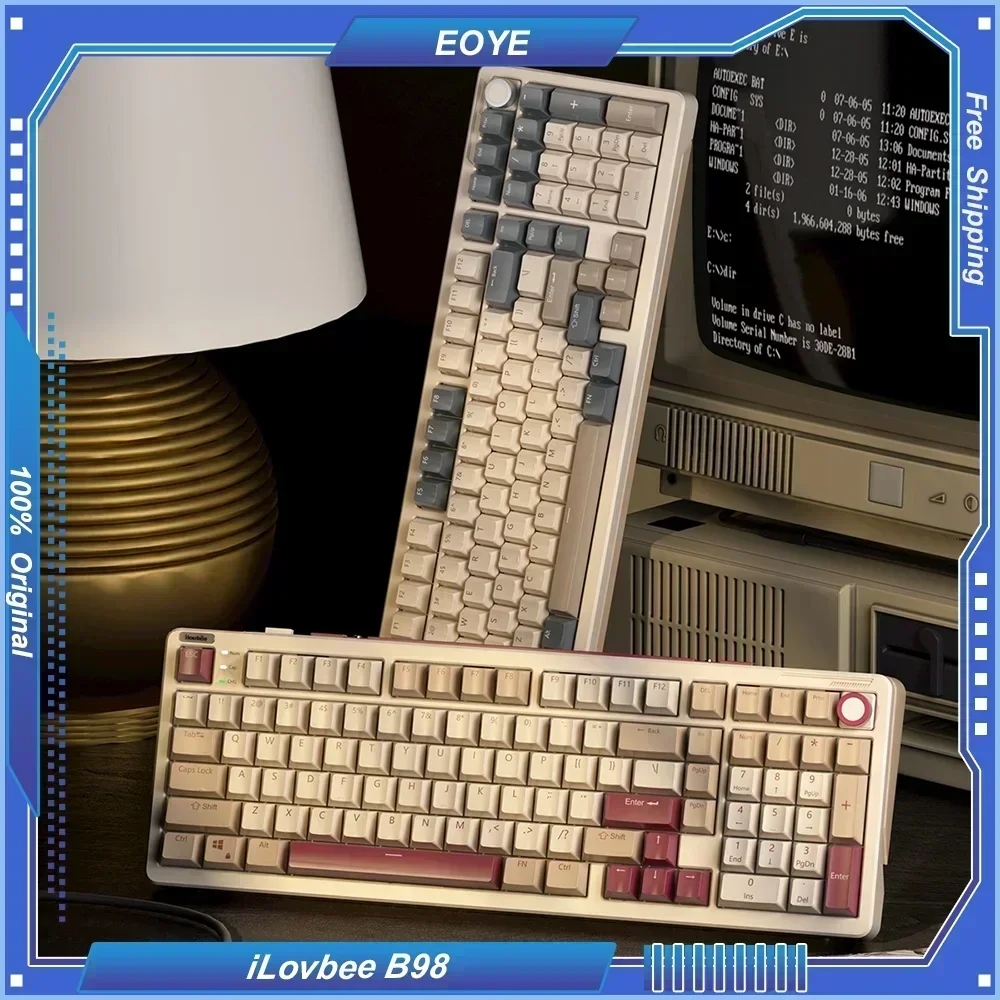 iLovbee B98 Ретро-механическая клавиатура 2U0 98 беспроводная раскладка Bluetooth/2 4G/Type-c